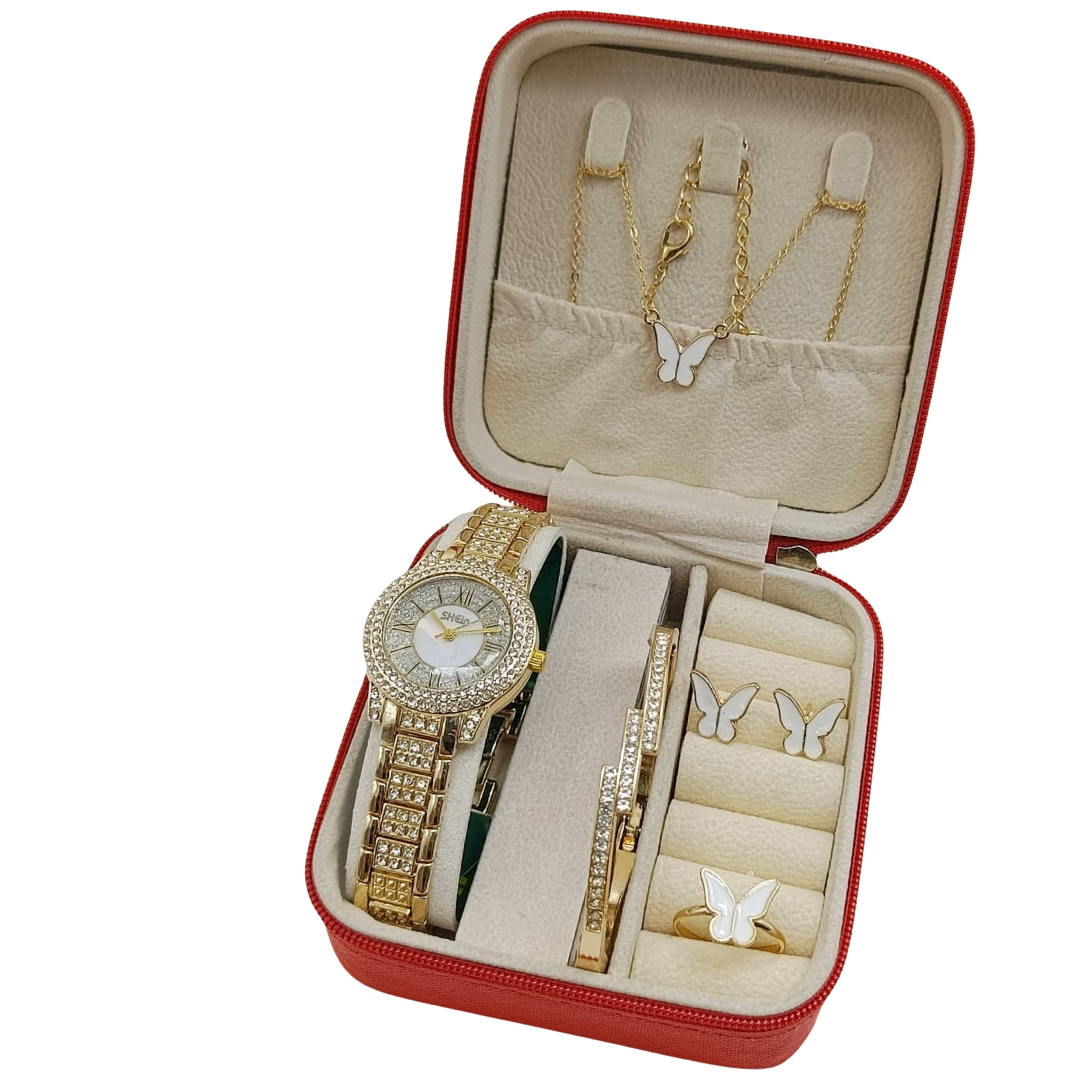 GIRLS DIAMOND STONE'S JEWELRY WATCH SET