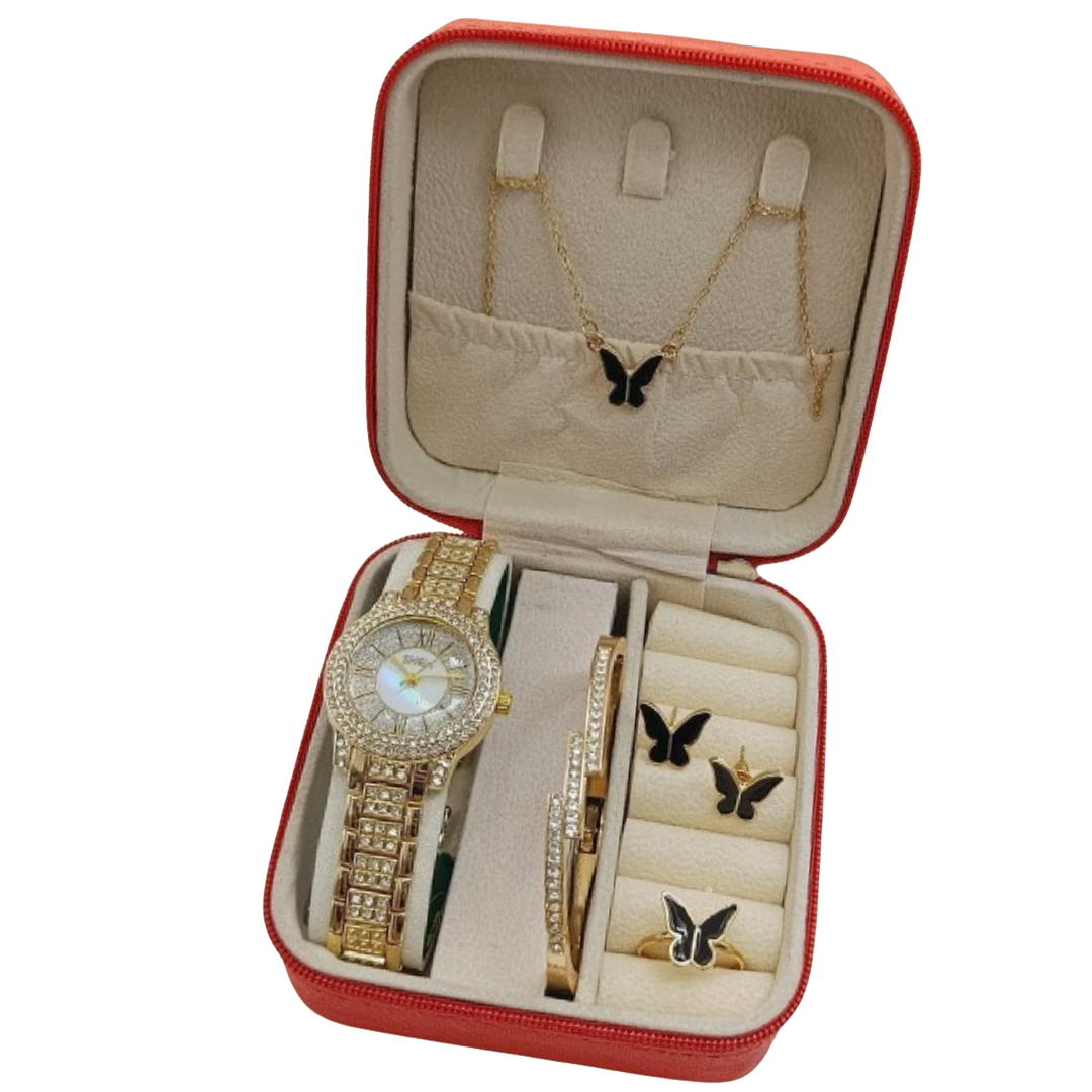 GIRLS DIAMOND STONE'S JEWELRY WATCH SET